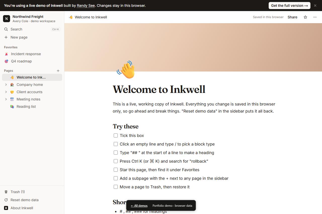 Inkwell interface