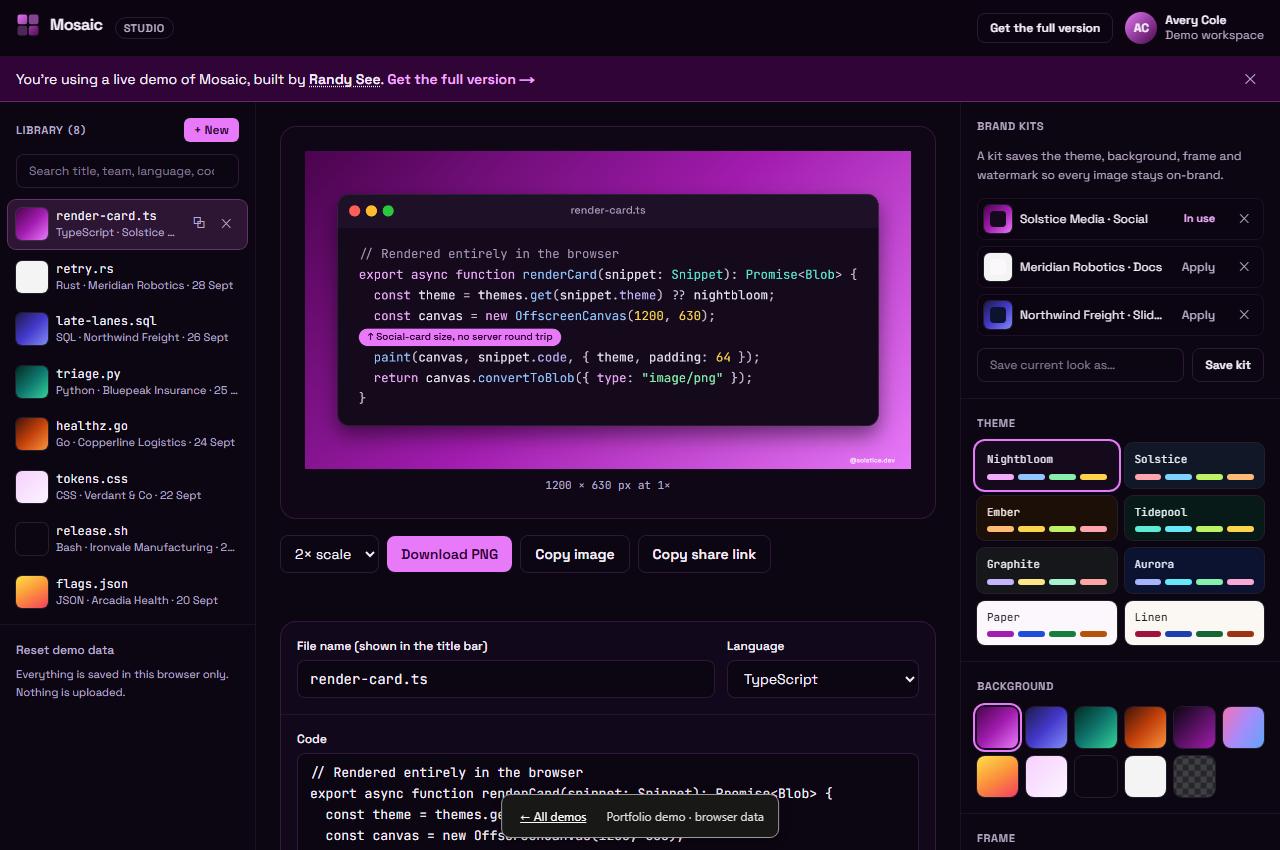 Mosaic interface