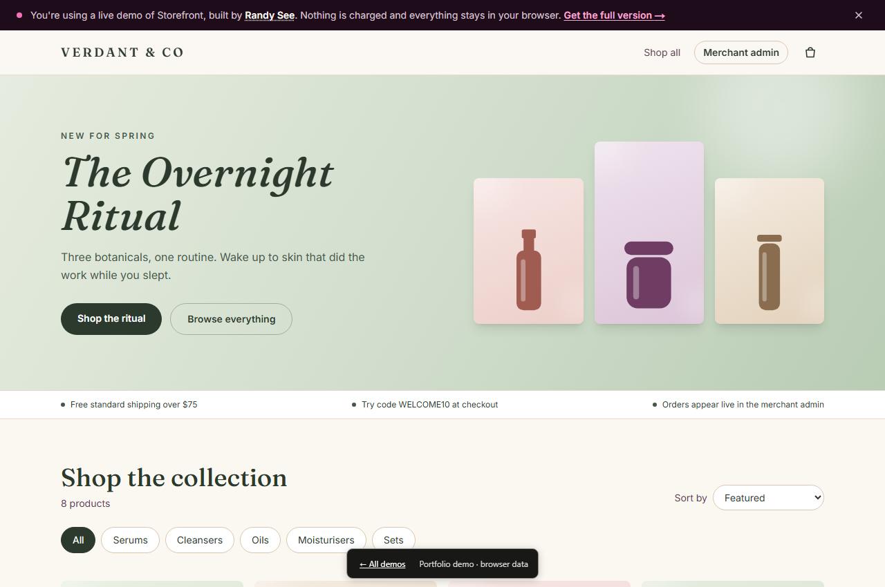 Storefront interface