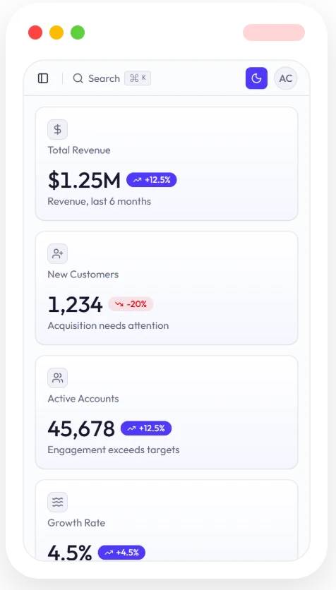 The Overview dashboard on a phone