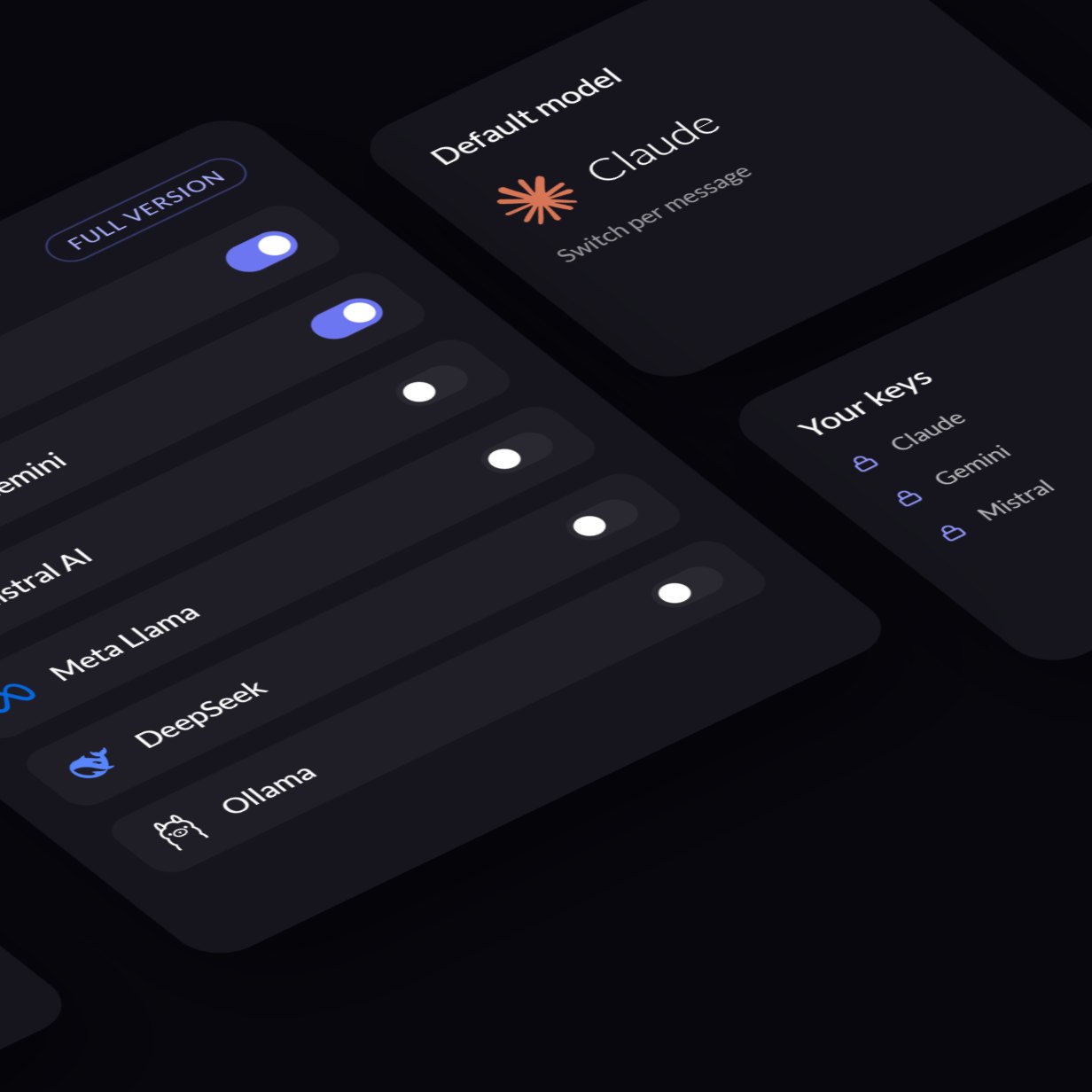 Model provider cards for the full version